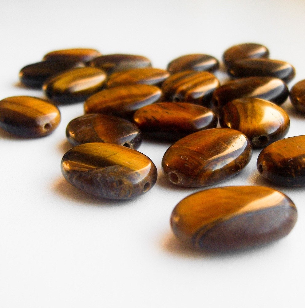 Tigereye 20 mm Oval Beads - 4 pcs