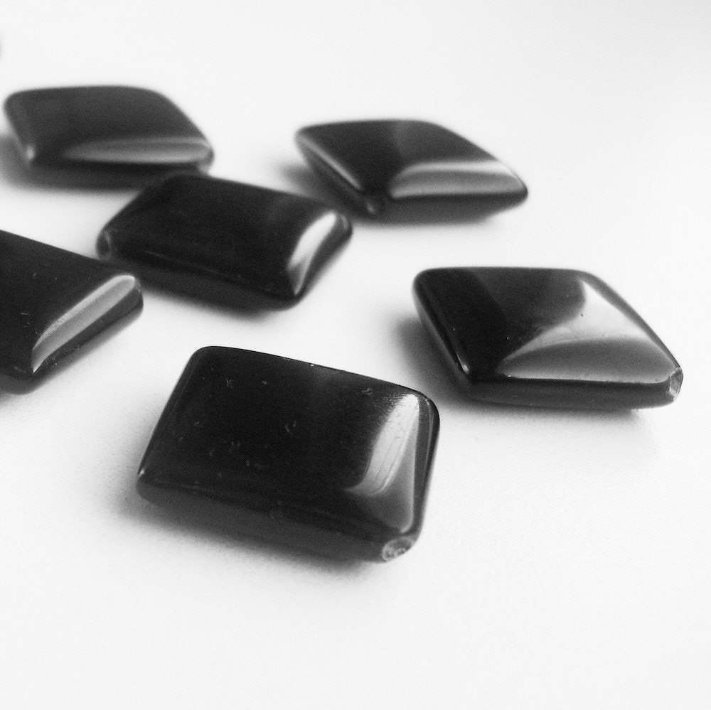 Black Obsidian 20 mm Diamond Beads - 4 pcs
