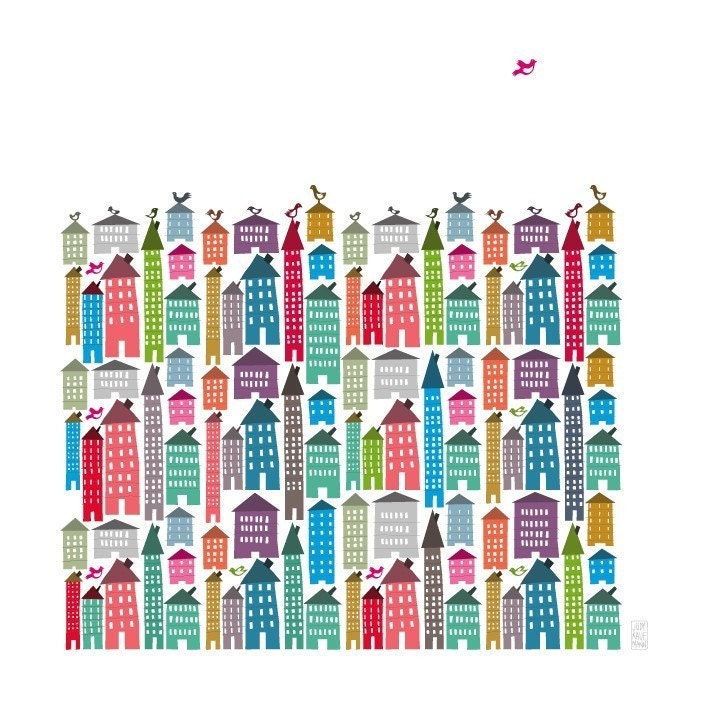 Houses and Birds Print