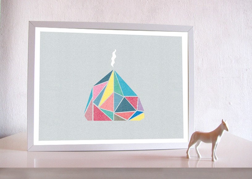The Dimensions of a Volcano Print - 10x8 or A4