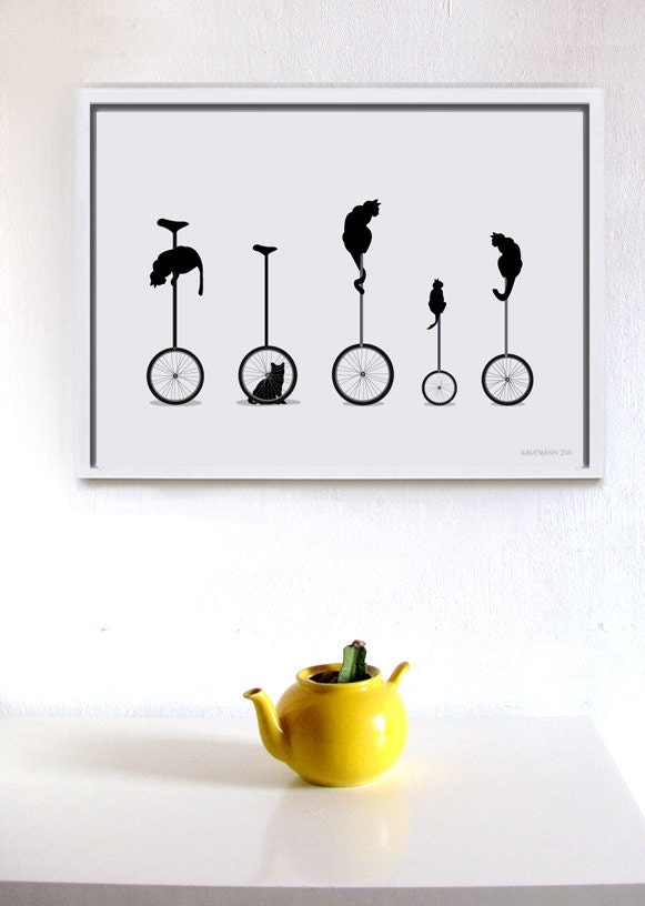 Custom to Anucia - Cats on Unicycle Big Print