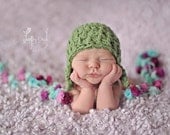 Newborn or 0-3 Month Chunky Hat with Pom Pom Tassels - Photography Prop