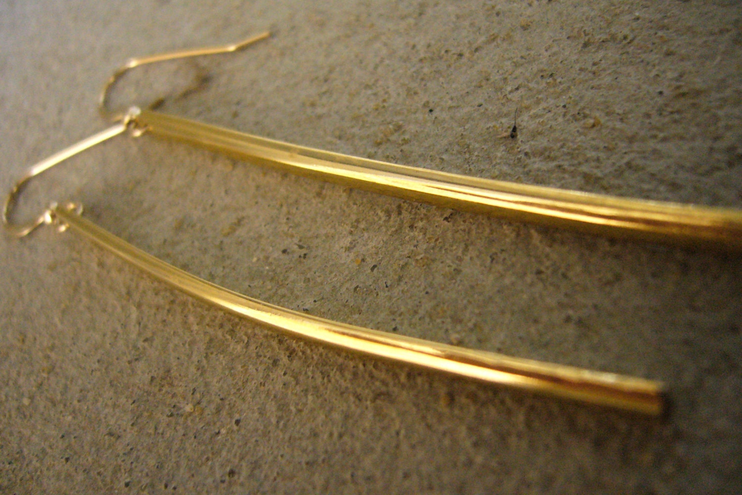 Long Earrings in Gold or Silver- Curves and Lines