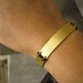 ID Plate Bracelet- Bar Bracelet Leather and Gold Signet Bracelet-  His or Hers