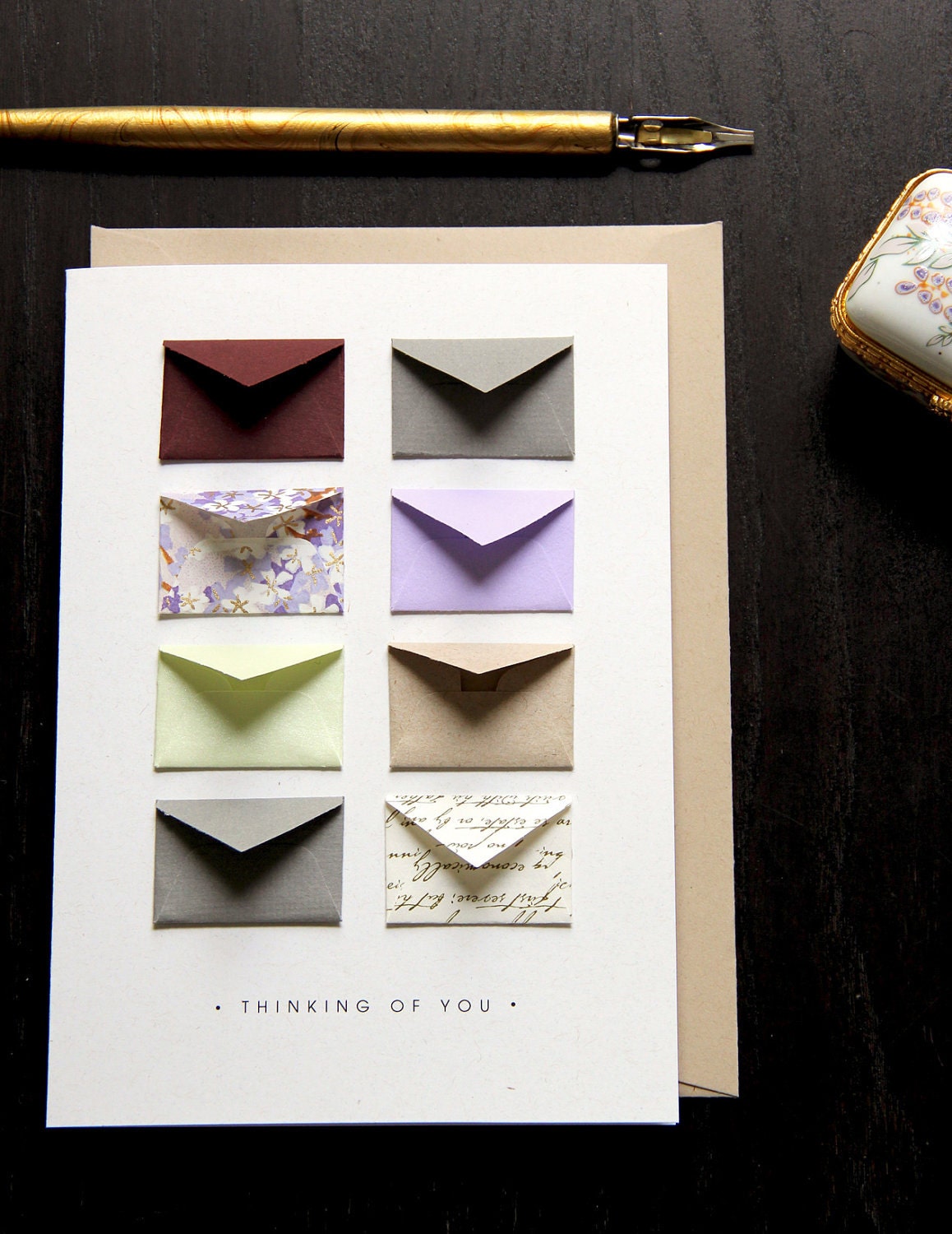 Thinking of You - Tiny Envelopes Card with Custom Messages