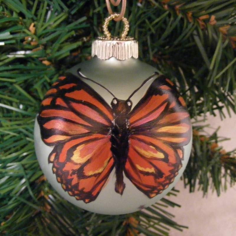 Hand Painted Glass Ornament - Butterfly series - Scarce Flambeau