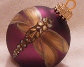 Hand Painted Glass Ornament - Dragonfly