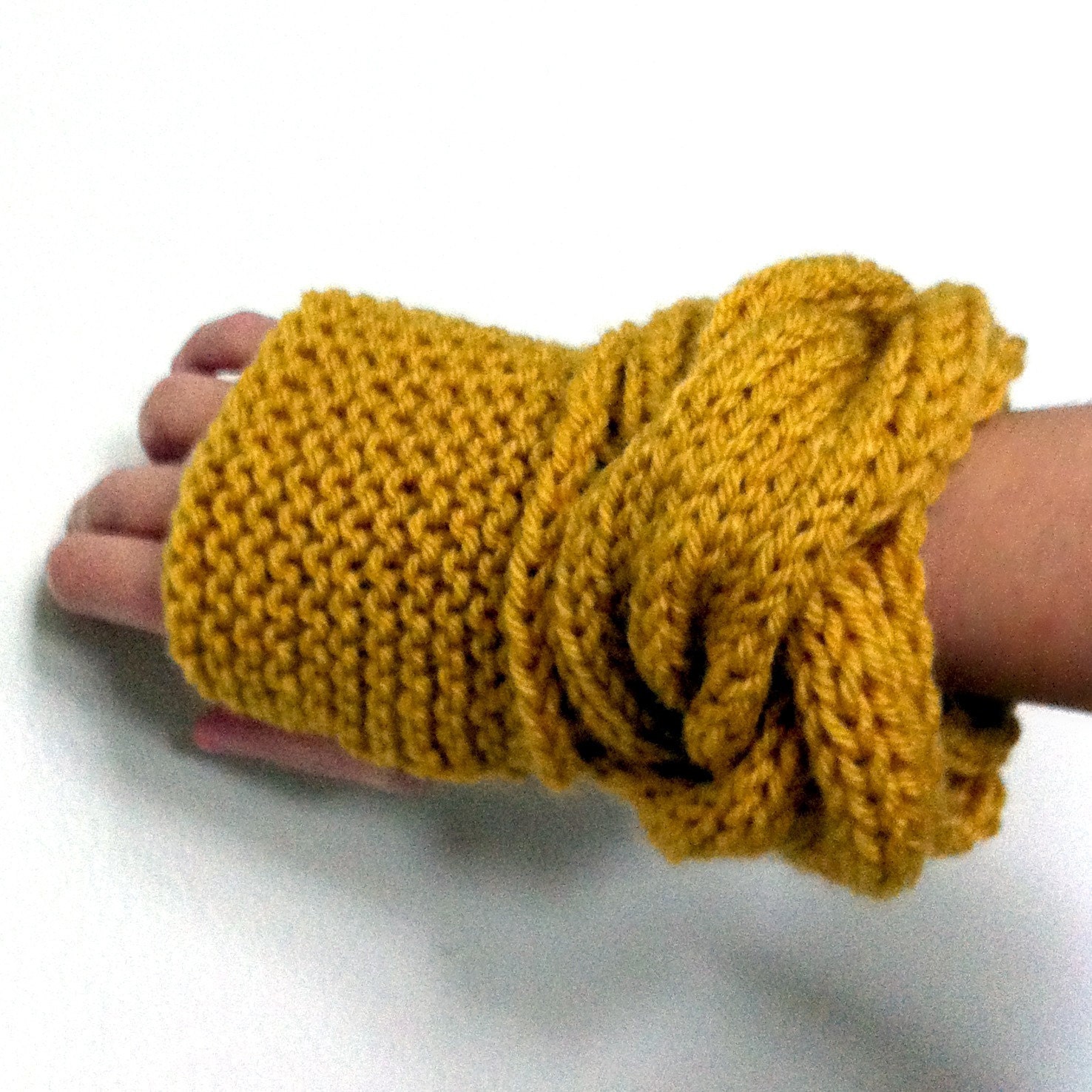 The Tipperary Gloves. Woman's Fingerless Gloves in Mustard Yellow