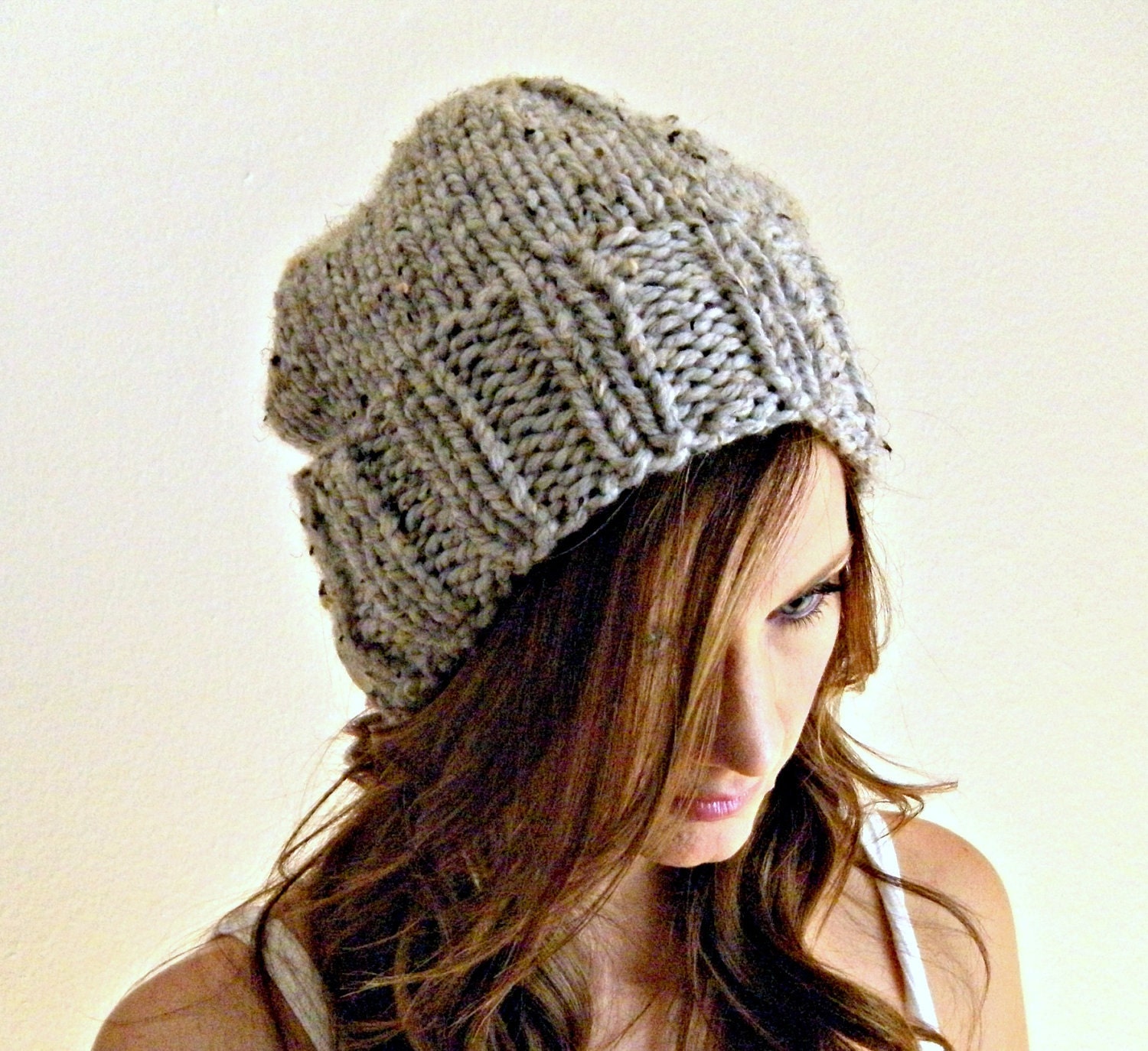 The Salt City. Women's Slouchy unisex chunky knit hat - Citrine