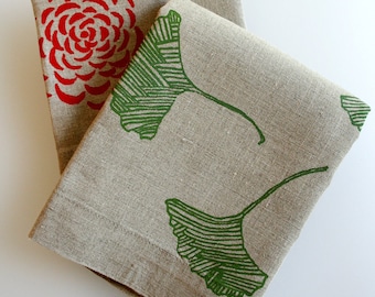 Gift Set of Two Tea Towels. Flax Linen. Choose any two. Rustic Spring Kitchen.