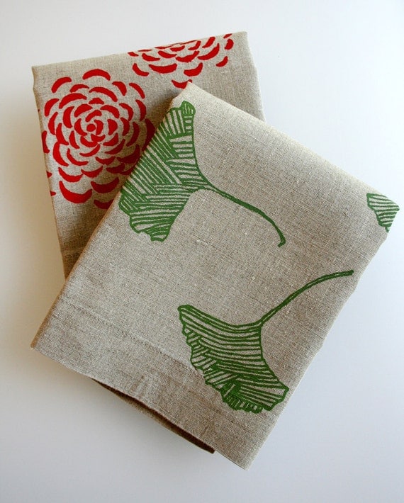 Tea Towels. Flax Linen. Choose any two. Rustic Autumn Kitchen.