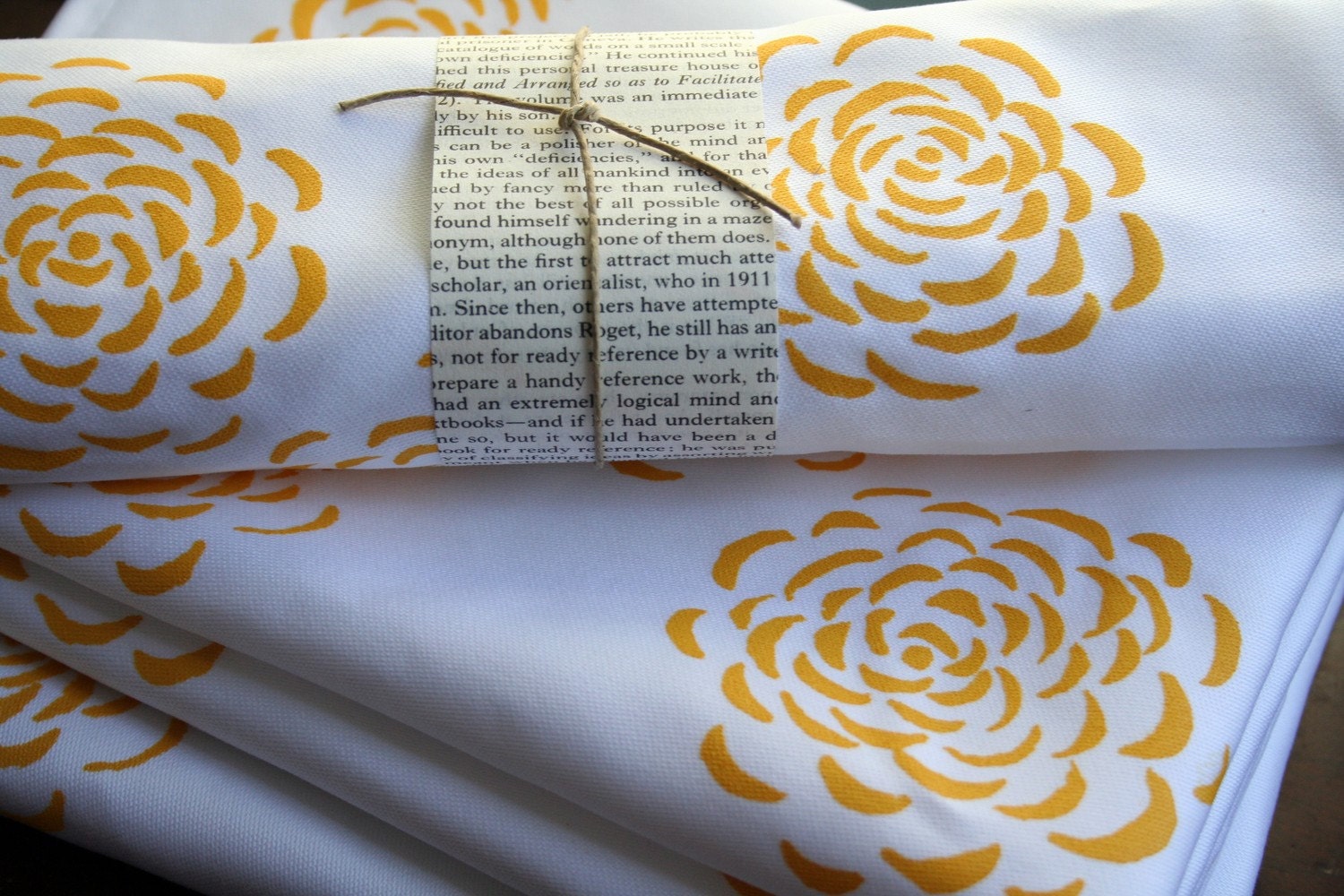 Cloth Dinner Napkin. Marigold. Set of Four. Hand Screen-Printed.