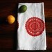 Tea Towel. Cotton Flour Sack. Tangerine Doily.