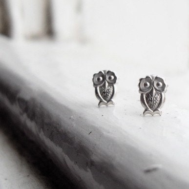 T'wit Ta'woo Silver Owl Stud Earrings