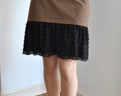 SALE- Brown Black Plaid Fashion Nubuck Black Ruffle Skirt XS S M