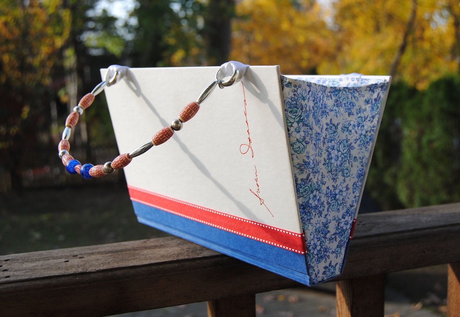 Red, White and Blue - Recycled Book Purse