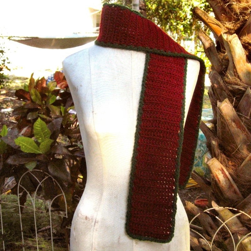 Handmade Garnet Red Scarf Crochet