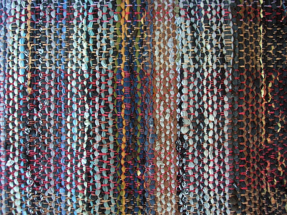 Rag Rug Handwoven Recycled Cotton Knit -Warm Blacks/Browns/Greys/Blues