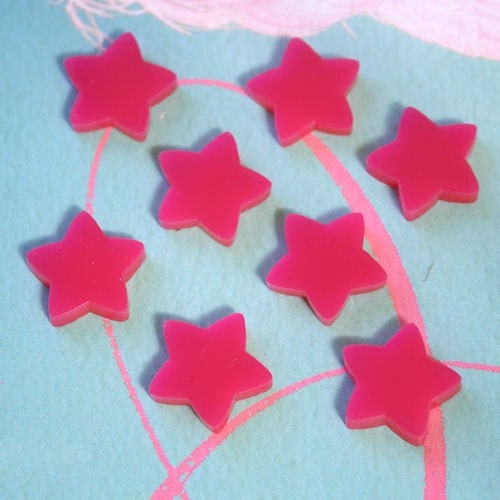 8 x Laser cut acrylic pink star cabochons