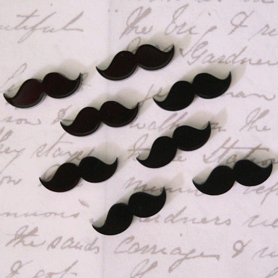 8 x Laser cut acrylic moustache cabochons