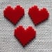 3 x laser cut acrylic pixelated heart charms - any colour