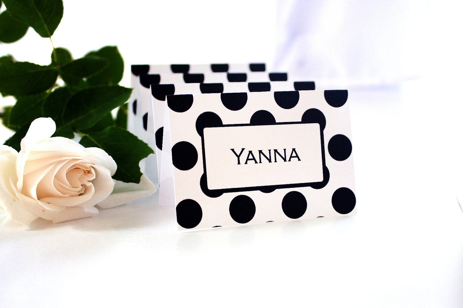 PRINTABLE Posh Dots Black on White Place Cards