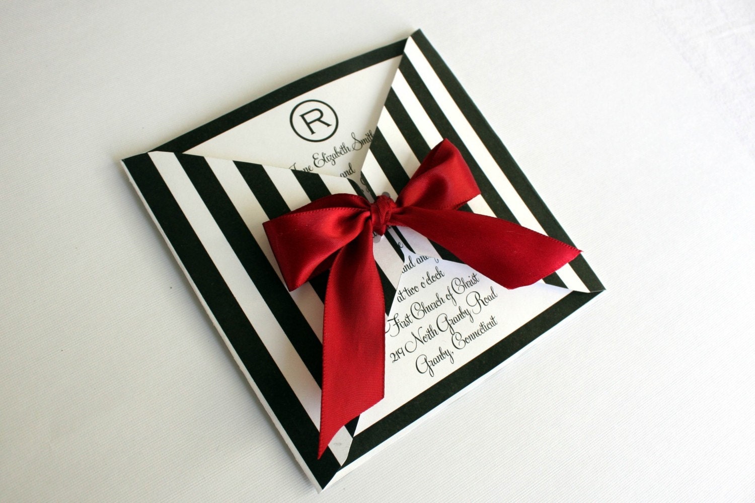 EDITABLE Printable Black and White Striped Square Wrap Invitation