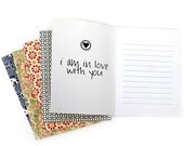 Love Letter - Minibook for a Boyfriend, Husband, or Someone You Love in blue and white mini stripe Italian paper