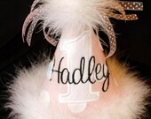 Princess 1st Birthday Party Hat Light Pink-Black-and White-- With Maribou Trim or have me custom make a hat to match your party theme
