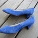 ON SALE NOW - Vintage 80s Blue Suede Pumps, Heels, Size 8, 1980s, Vegan