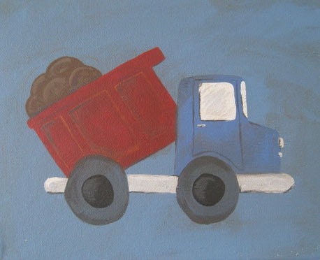 Dump Truck... ORIGINAL PAINTING 8x10 nursery decor - kids - baby - children