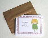Birthday Card Tiny Cupcake Girl Sweetest Birthday - blonde