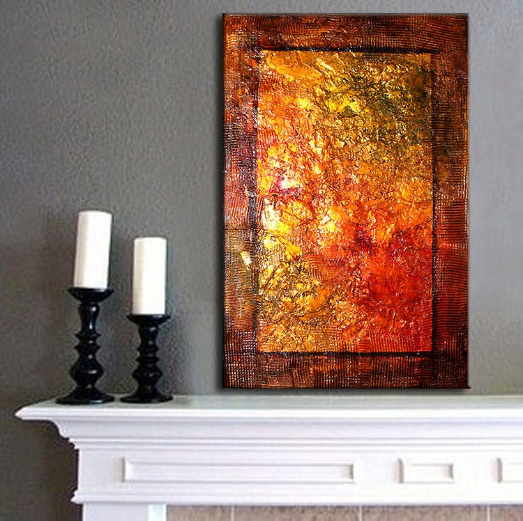 Original Heavy Texture Metallic Painting Modern Abstract Contemporary Fine Art by Henry Parsinia Large 36x24