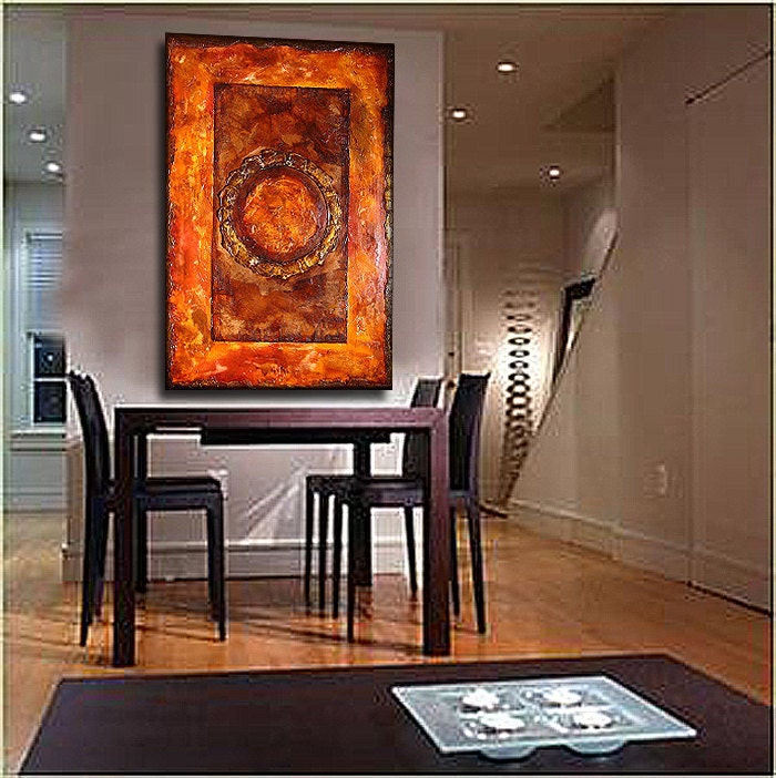 Original Abstract painting Contemporary  textured palette knife art, Fine Art  by Henry Parsinia Large 36x24