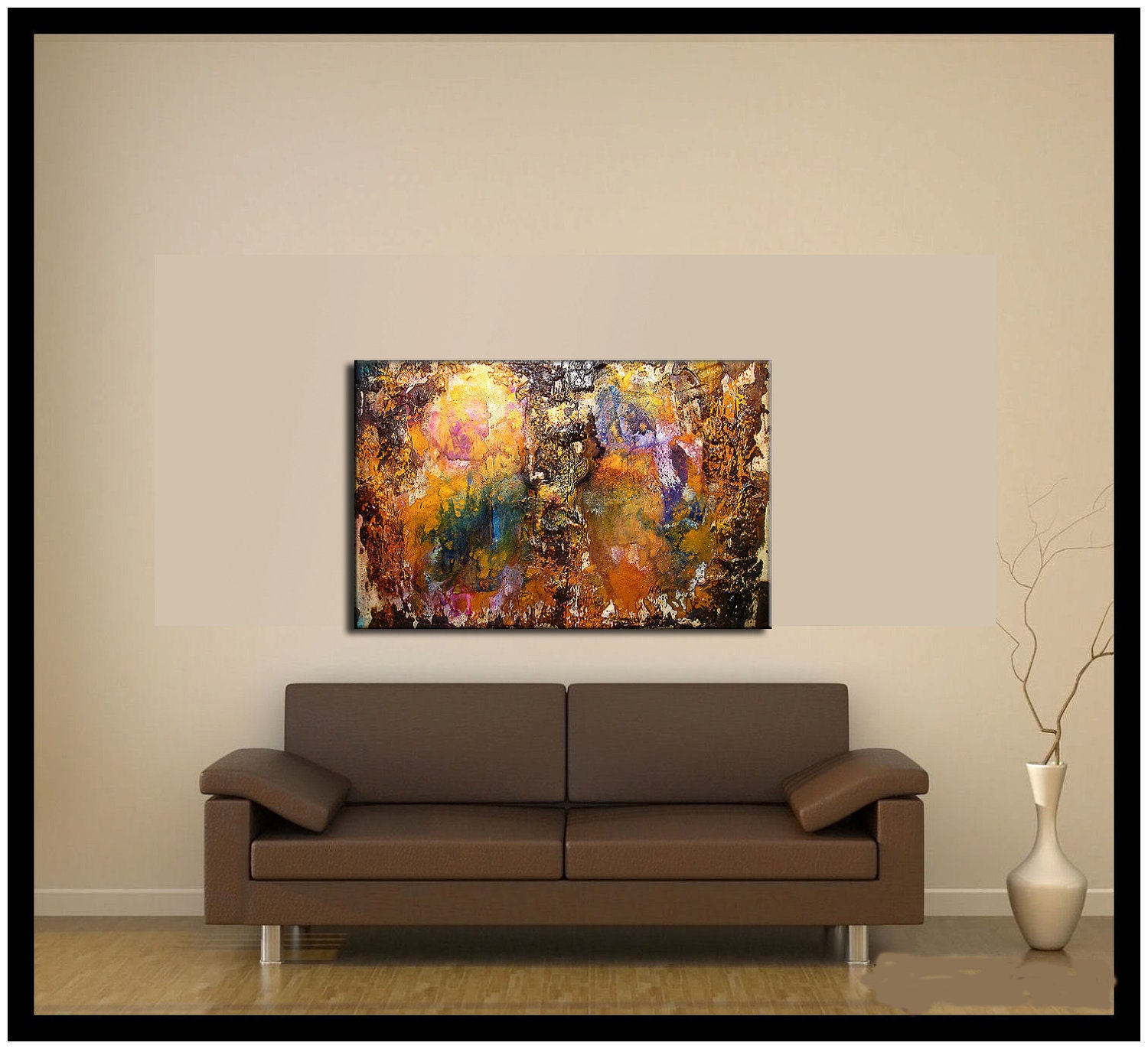 ORIGINAL Abstract Art, Modern Textured Art, Palette Knife Metallic Painting by Henry Parsinia 36x24
