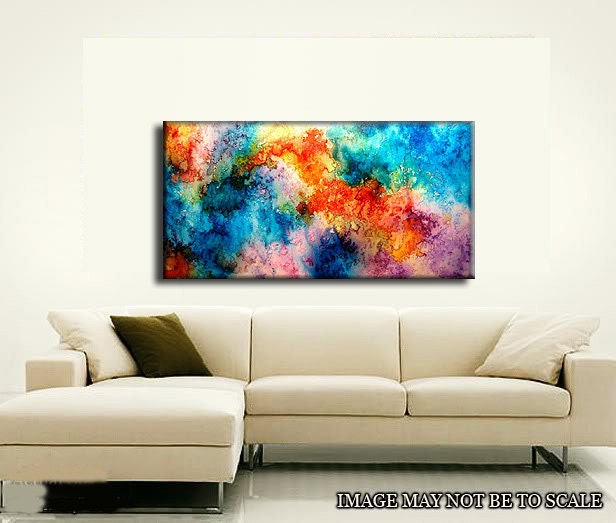 Large Abstract Painting, Original Abstract painting, Contemporary Modern Fine Art, Colorful Canvas Art, by Henry Parsinia 48x24