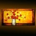 Original Modern Abstract Floral Painting red puppies by Henry Parsinia large 48x24