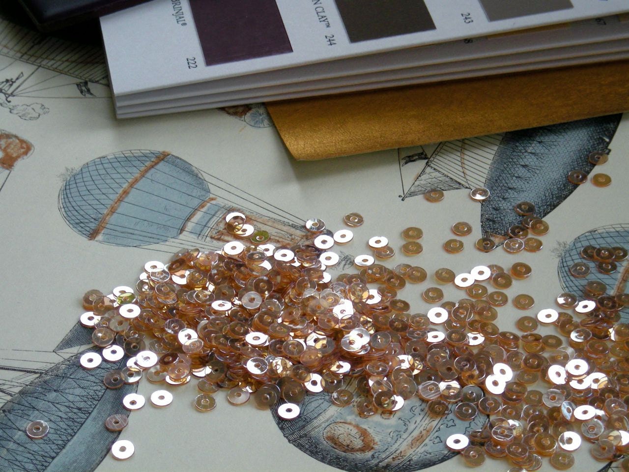 sequins, buff with silver, 4mm