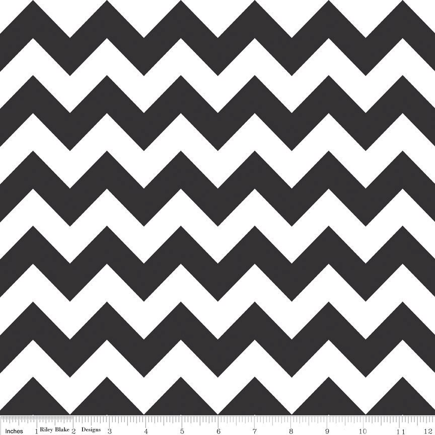 Back in stock, Medium Chevron in BLACK by Riley Blake Designs 1/2 yard total