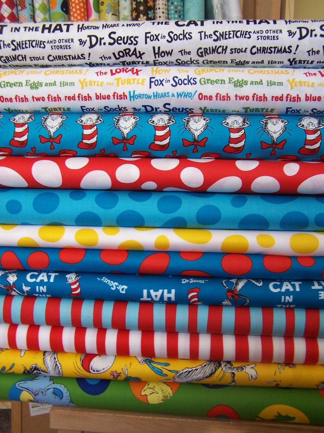 New Dr. Seuss, Cat in the Hat BUNDLE, Fat Quarter, 12 total