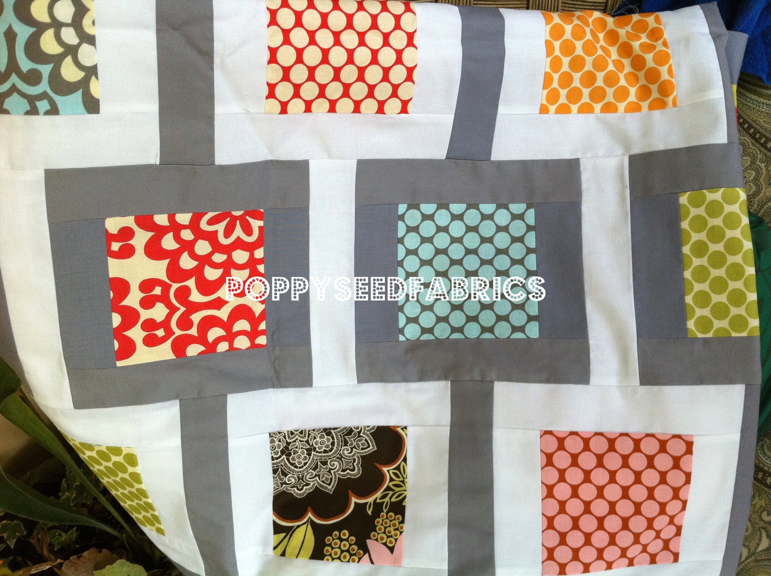 last one......Chain Link Quilt Kit, in Amy Butler's Lotus fabrics, finished size 61"x82" based off of pattern from Amy Smart