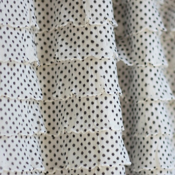 Tuxedo Pin Dot Cascading Ruffle Fabric, 1 yd total