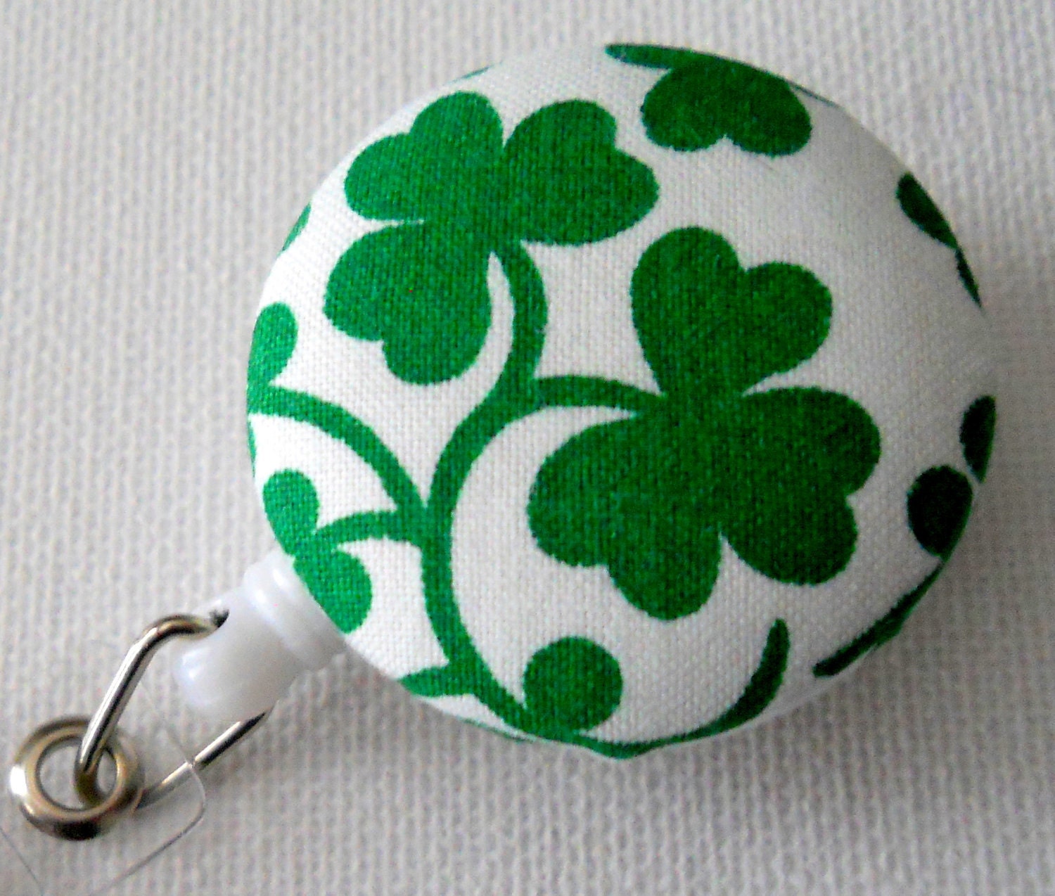 Retractable ID Badge Holder - ID Badge Reel Holder for St. Patrick's Day Clover Shamrock Kelly Green (Retractable)