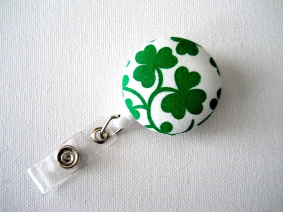 Retractable ID Badge Holder - ID Badge Reel - Name Badge Holder - Nurses Badge Holder - Holiday Badge Reel - St. Patrick's Day Shamrocks