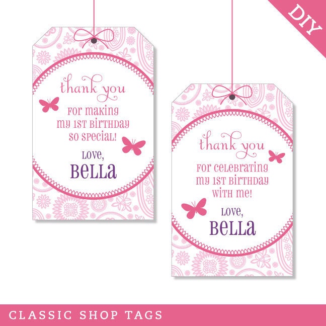 Butterfly party - Custom DIY printable favor tags