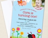 Bug garden party - Set of 15 custom photo invitations - Printable file also available
