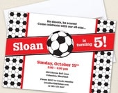 Soccer party - Set of 15 custom invitations - Printable file also available - Choose red, green, blue or pink