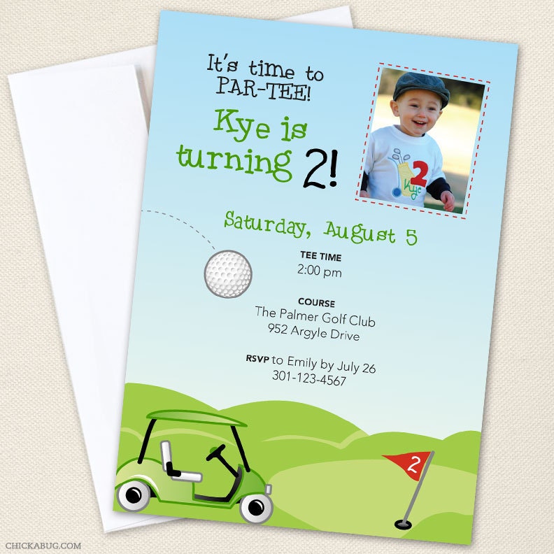Golf party - Set of 15 custom photo invitations - Printable file also available