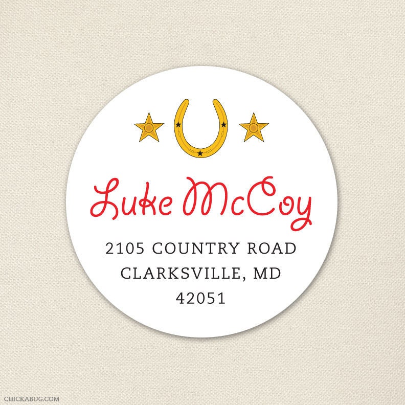 Country Western party - Personalized address labels - Sheet of 24
