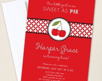 Cherry party - Set of 15 custom invitations - Printable file also available